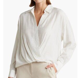 Long Sleeve Faux Wrap High-Low Top